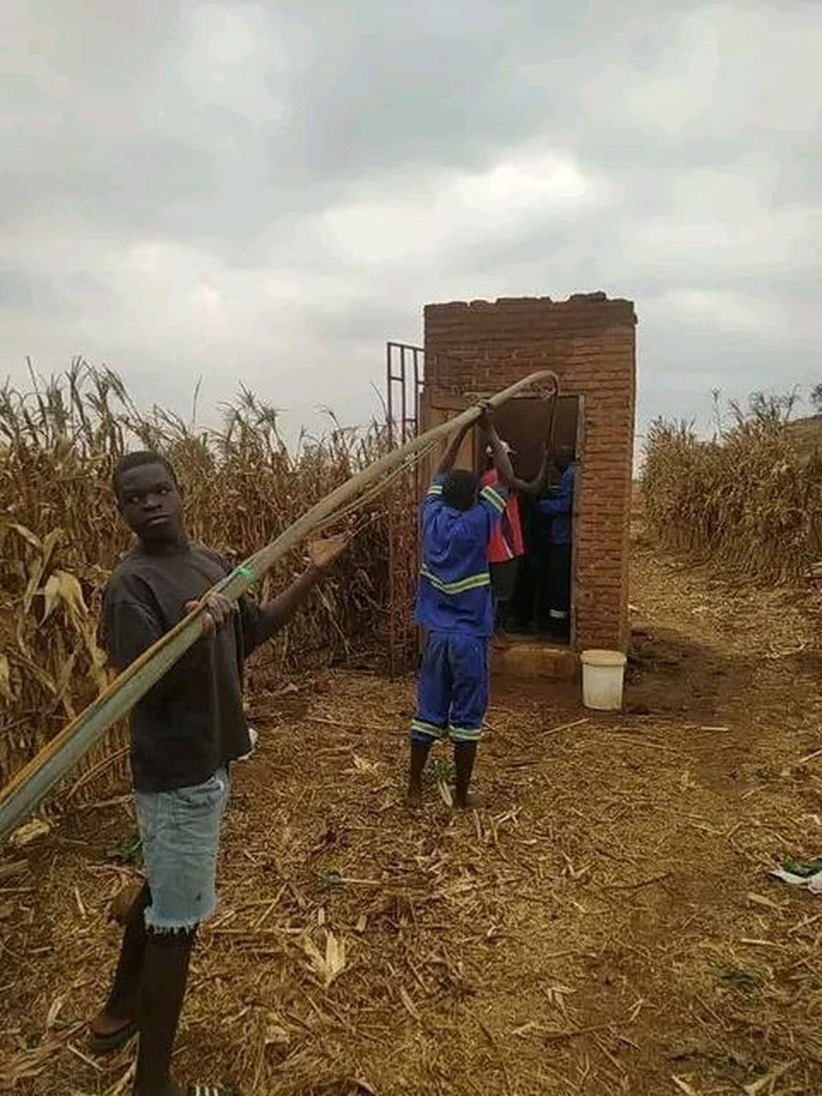 Brick pump house constructed as part of water pumping installation
